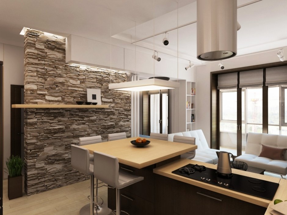 Кухня гостиная кабинет