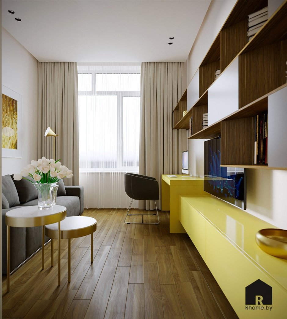 Зонирование кухни с гостинной