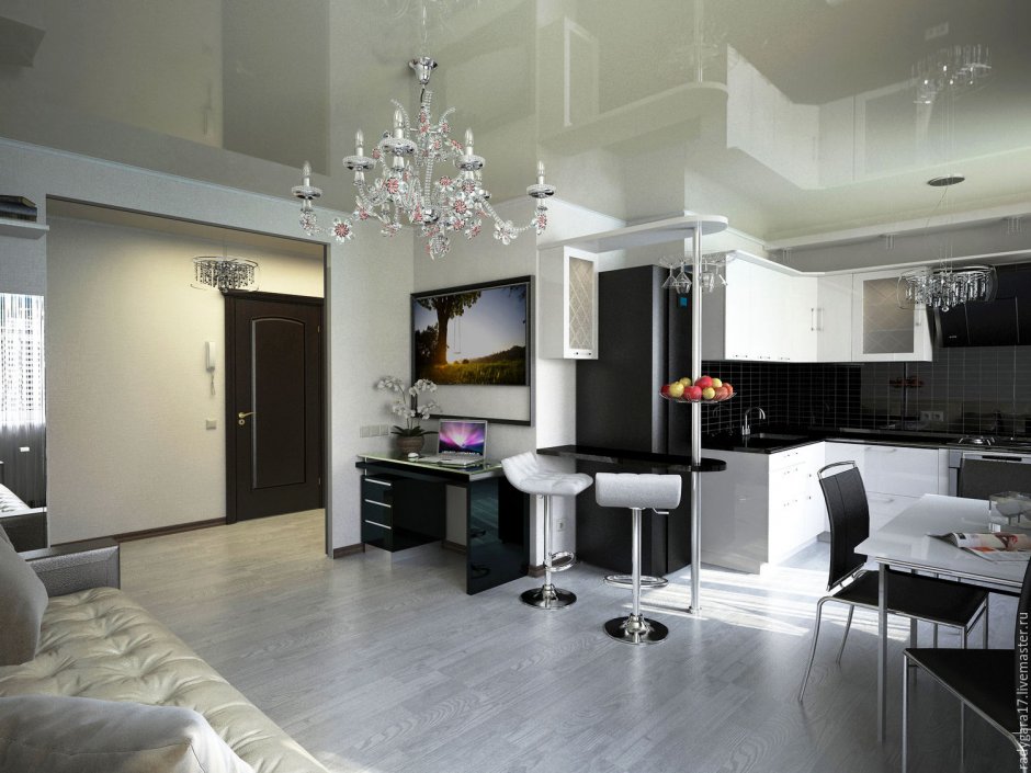 Гостиная совмещенная с рабочим местом