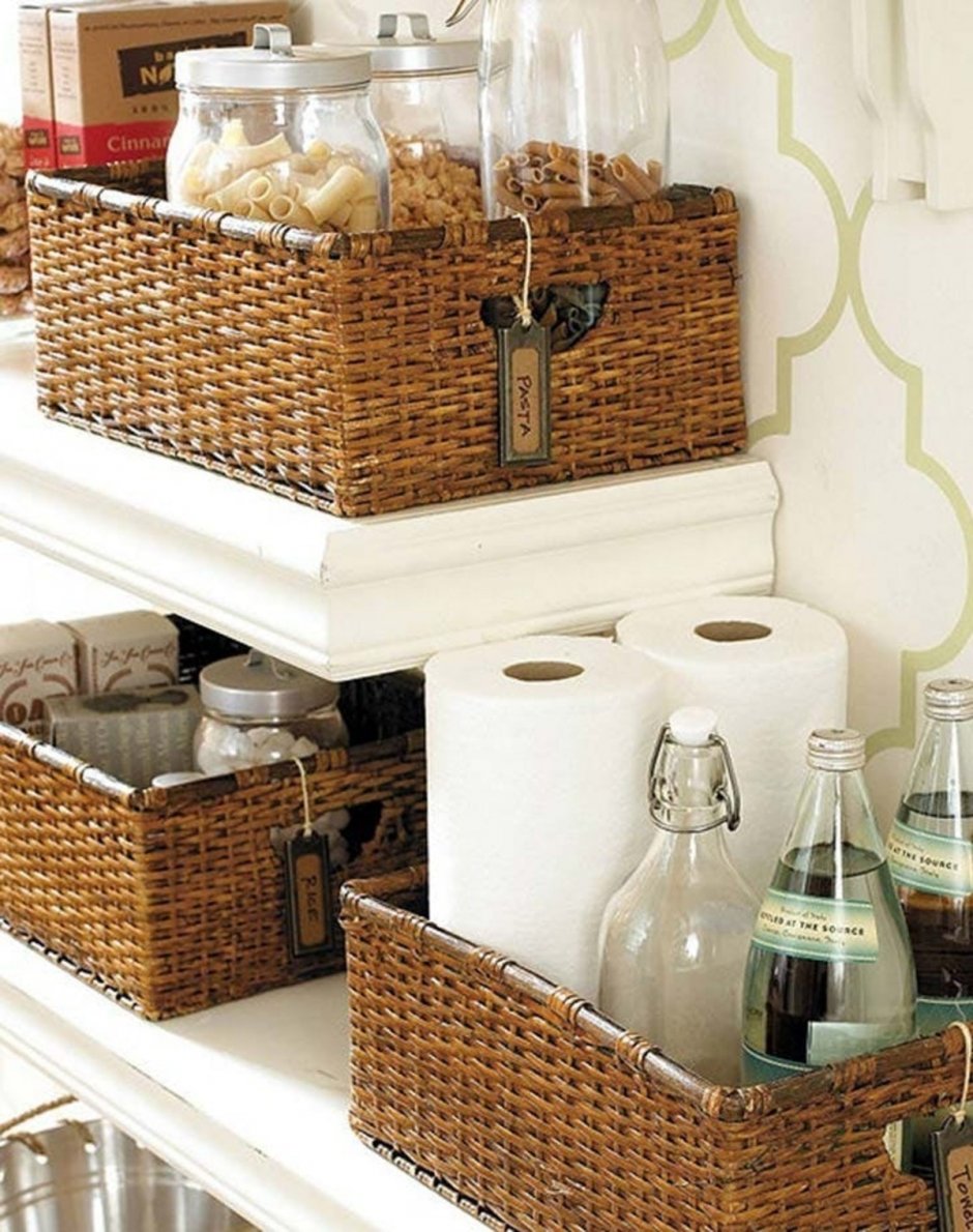 Плетеные корзины для кухонных шкафов (32 фото)