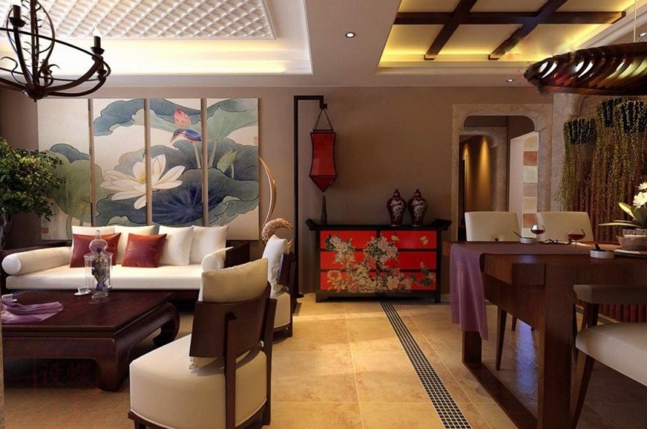 Интерьер зала в китайском стиле