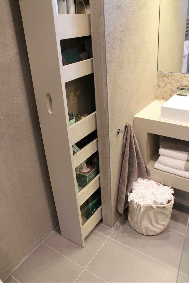 Выкатной шкаф для ванной (32 фото)
