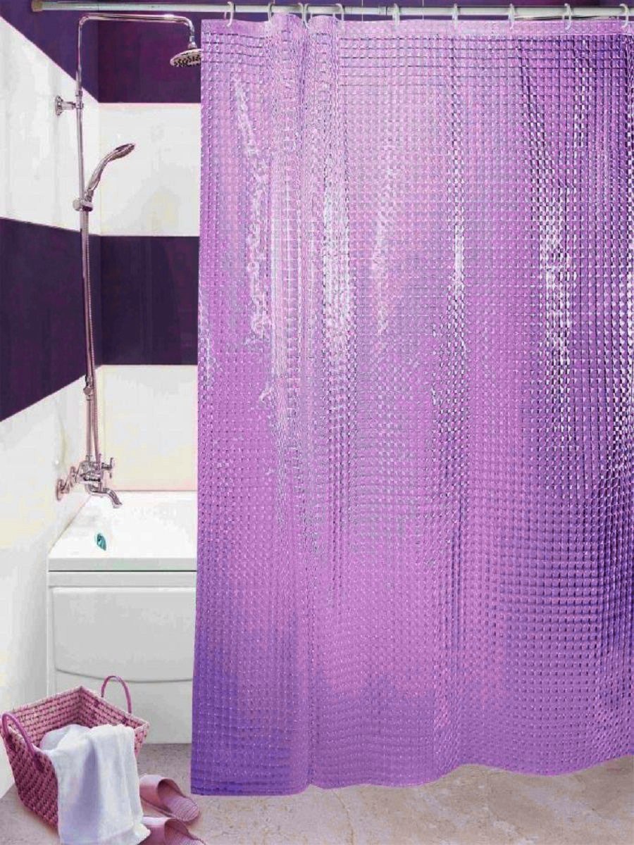 Шторка д/ванной 180*180см с кольцами фиолетовая Zalel