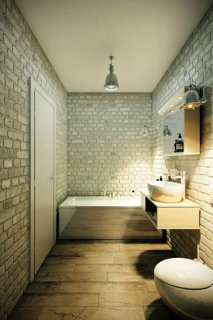Интерьер ванной комнаты в стиле лофт