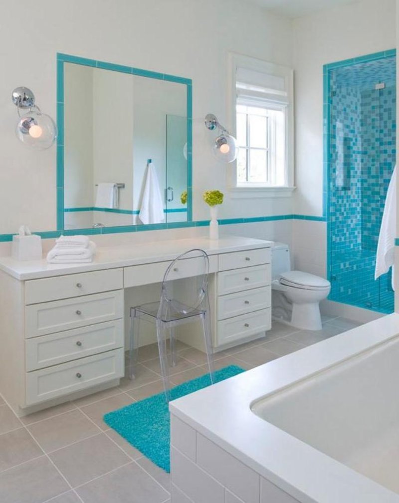 Бирюзовая ванная комната дизайн в современном стиле