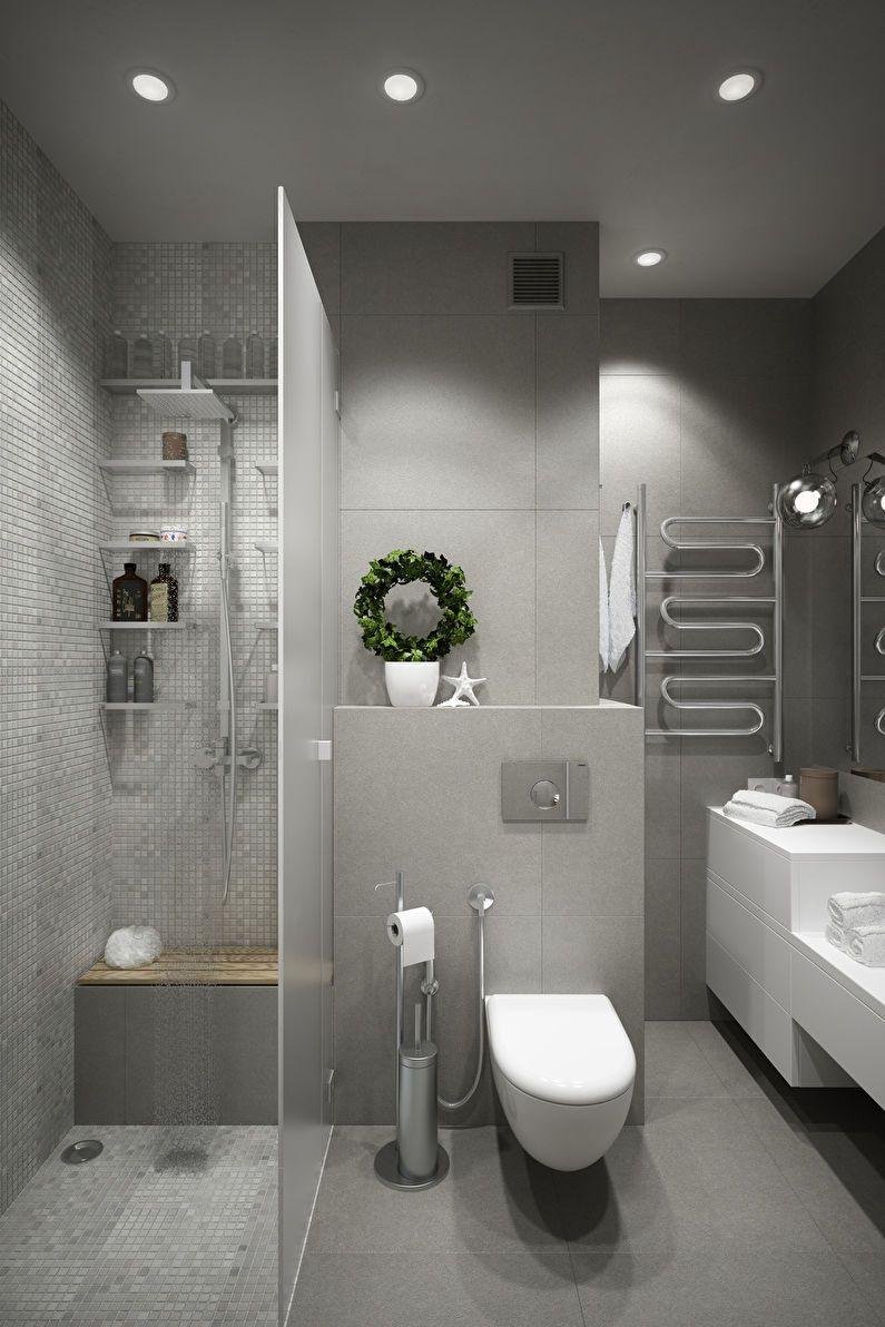 Интерьер ванной комнаты в сером цвете