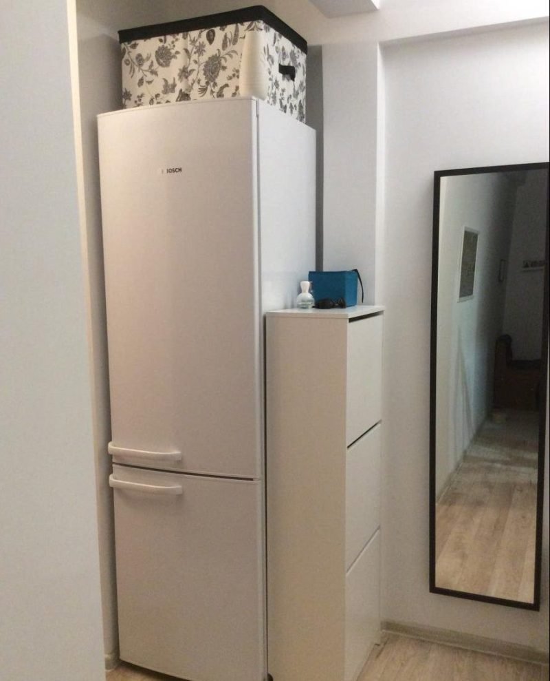 Встраиваемый холодильник в коридоре