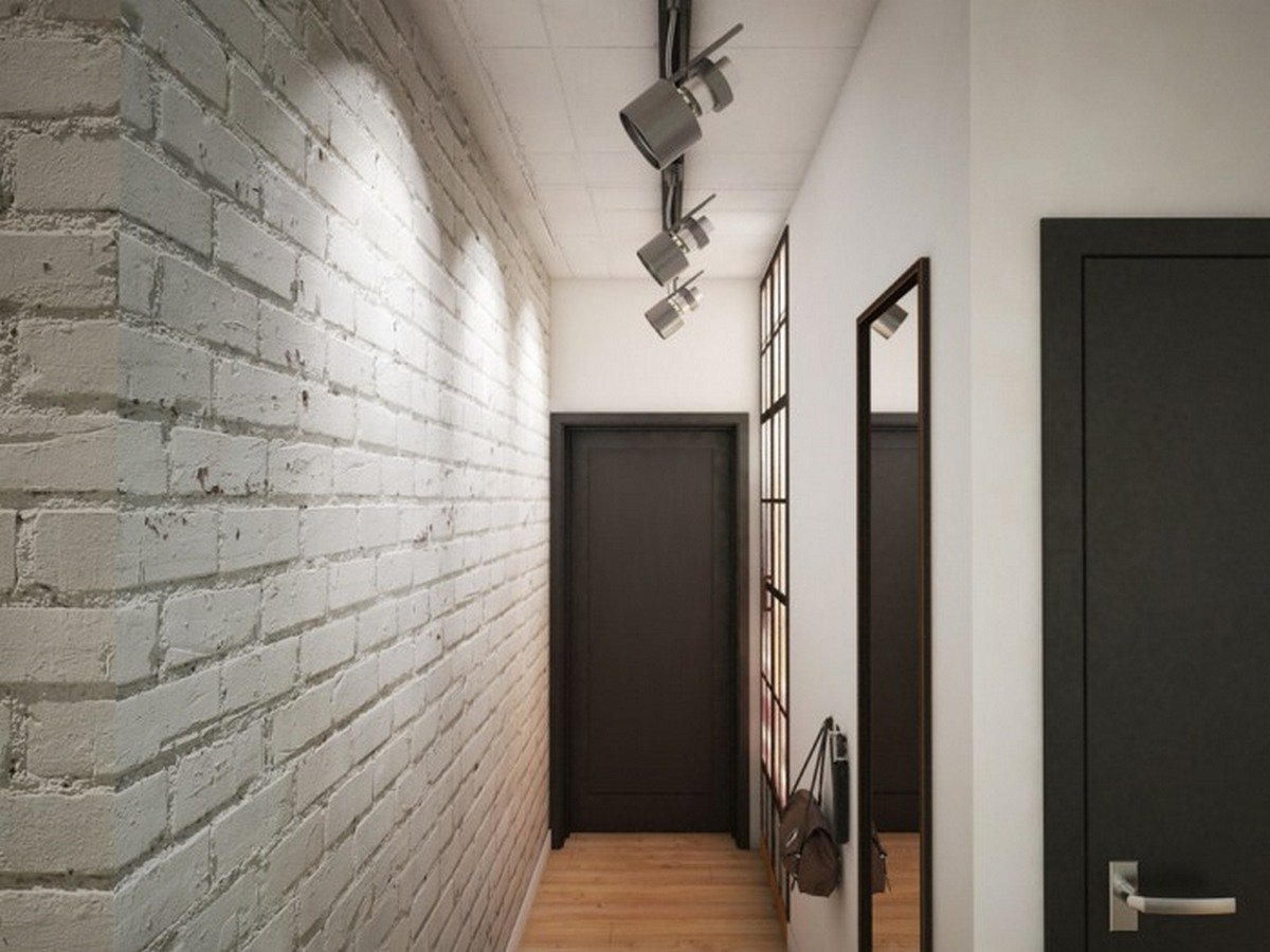 Кирпич в коридоре квартиры дизайн фото