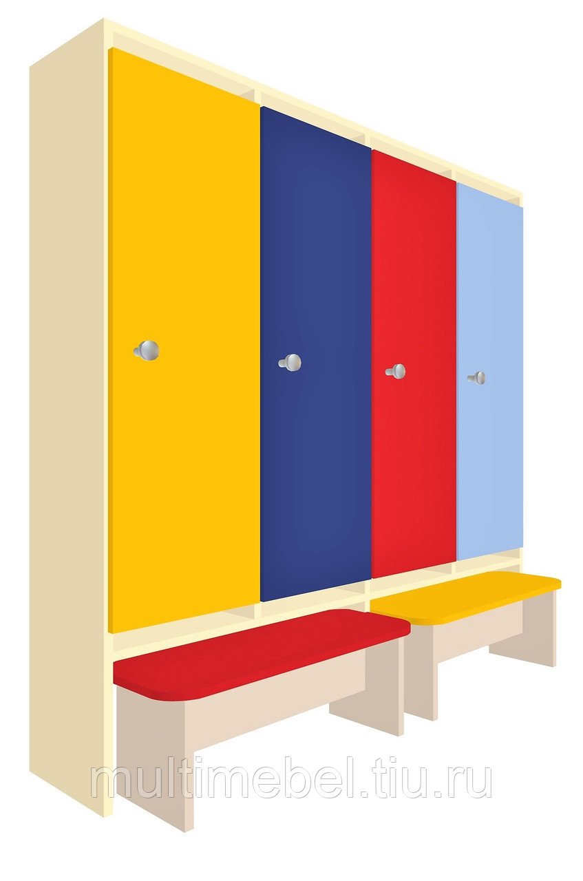 Двухъярусные шкафы для раздевалок в детский сад