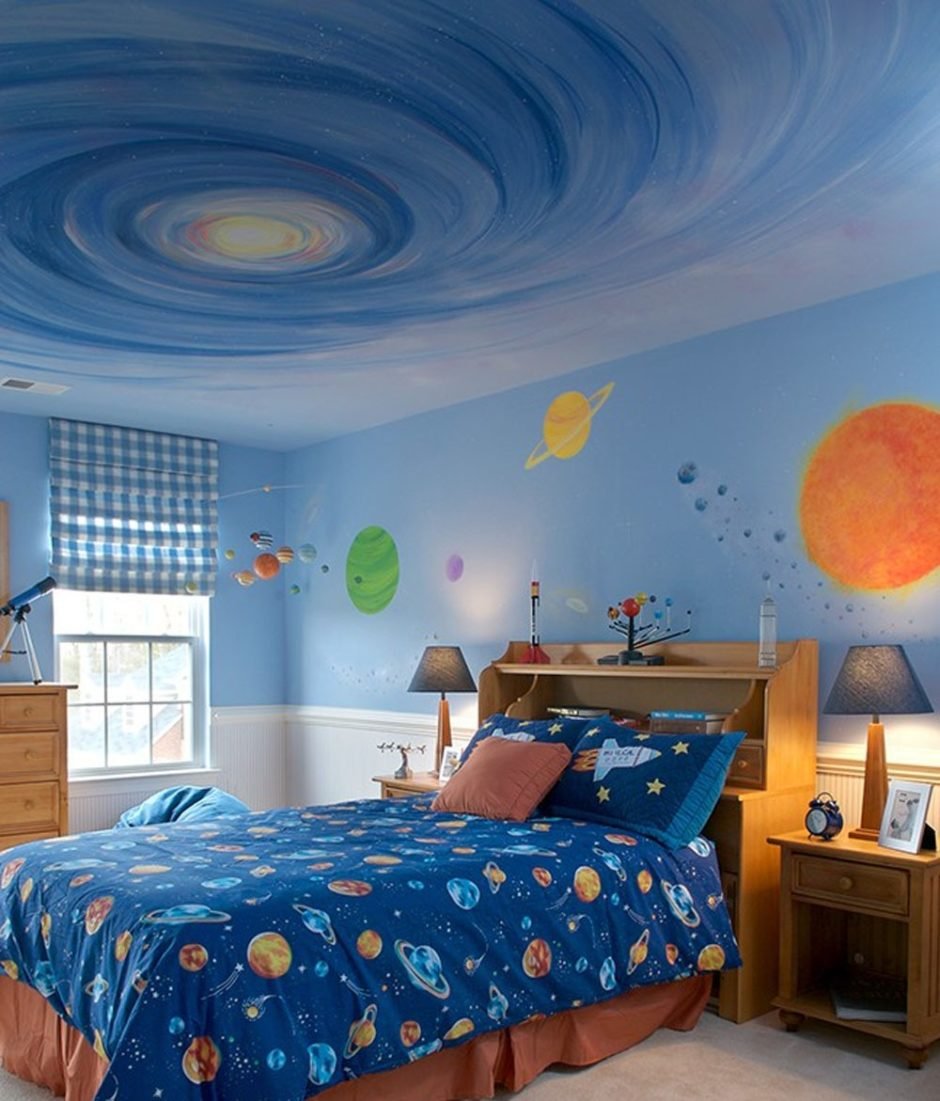 Синий потолок в детской