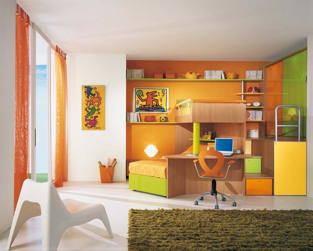 детская мебель оранжевая с белым