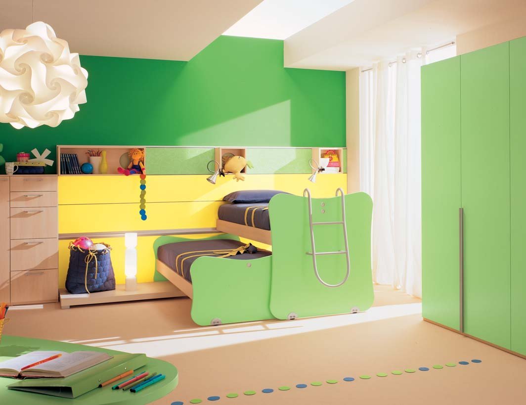 детская в зеленом цвете дизайн
