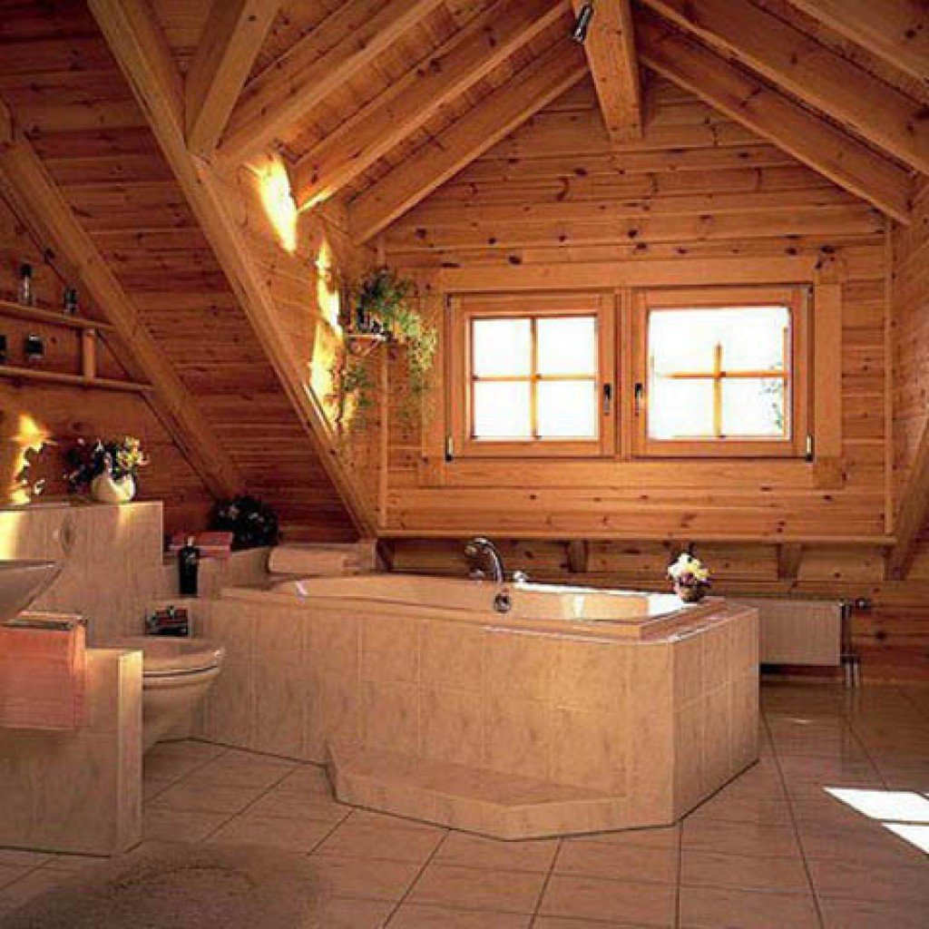 Ванная мансарда в деревянном доме