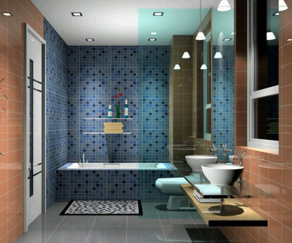 Мозаика в интерьере ванной в современном стиле