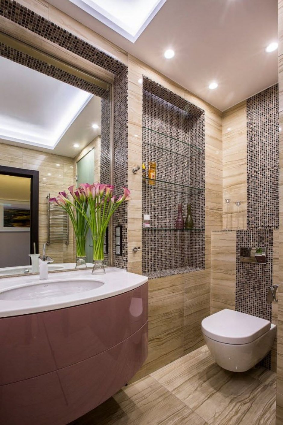 Современная ванная комната мозаика