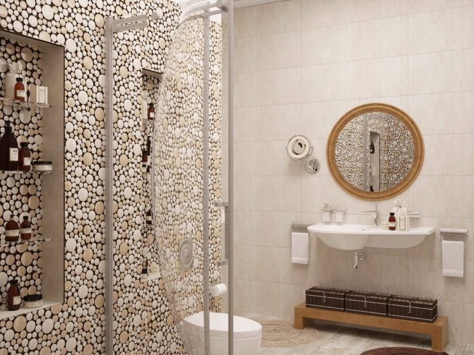Панно из мозаики и зеркальная мозаика ванная