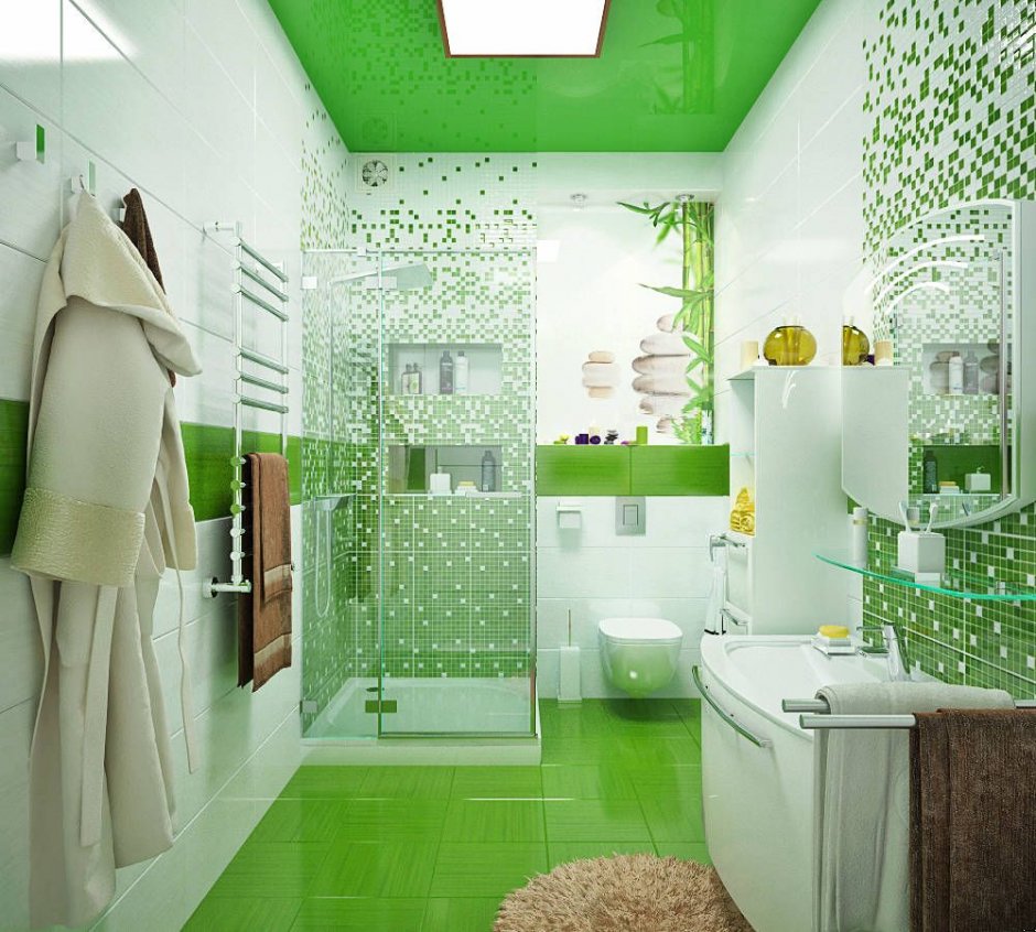 Ванная в зеленом цвете