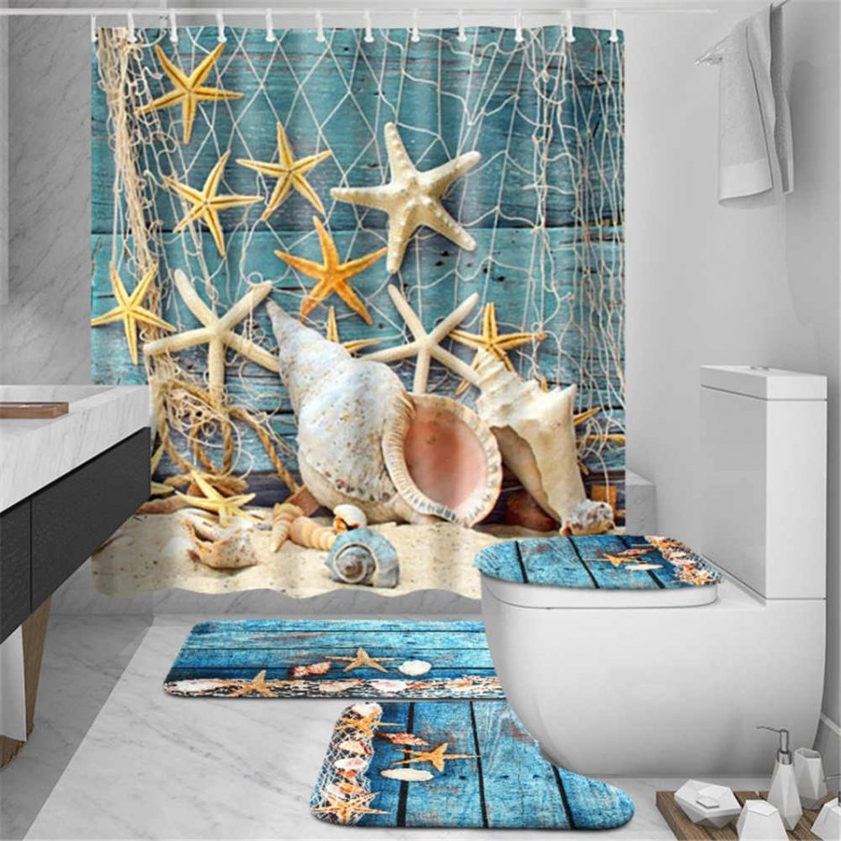Декор ванной комнаты в морском стиле