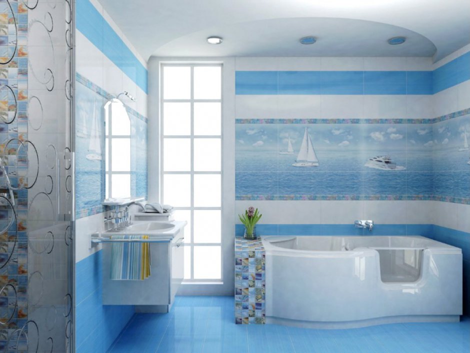 Плитка для ванной в морском стиле (62 фото)