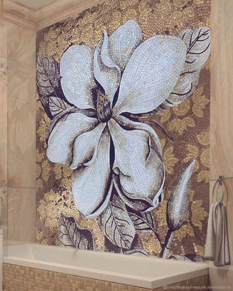 Керамическое панно для ванной из мозаики