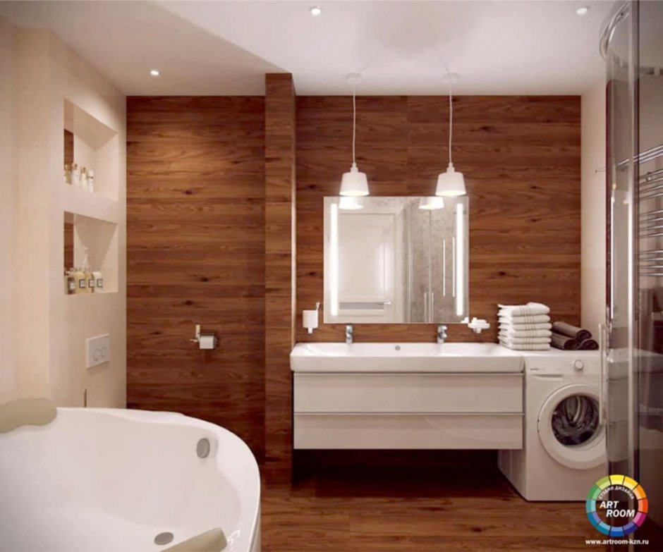 Бело деревянная ванная комната