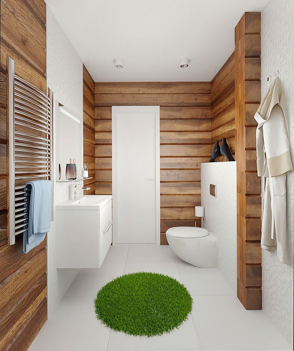 Ванная комната в скандинавском стиле дерево