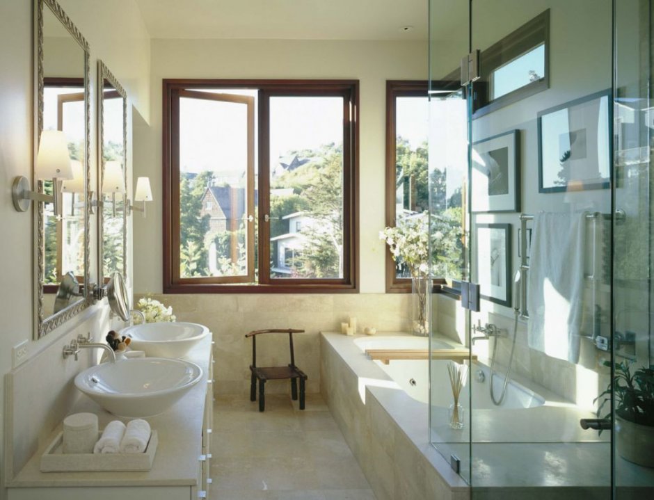 Картинки ванной комнаты из кафеля с окном