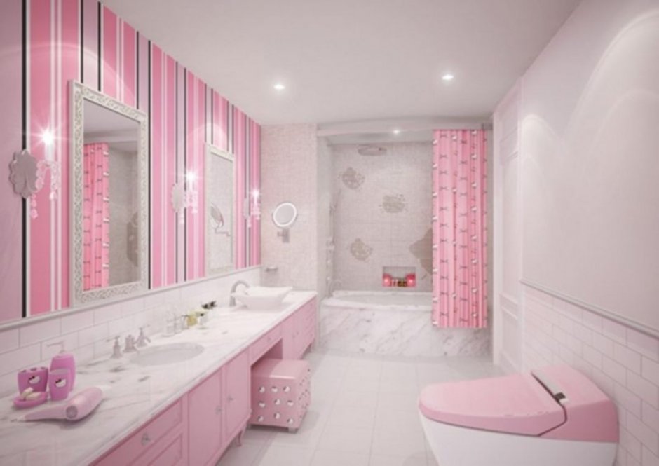 Розовая детская ванная комната