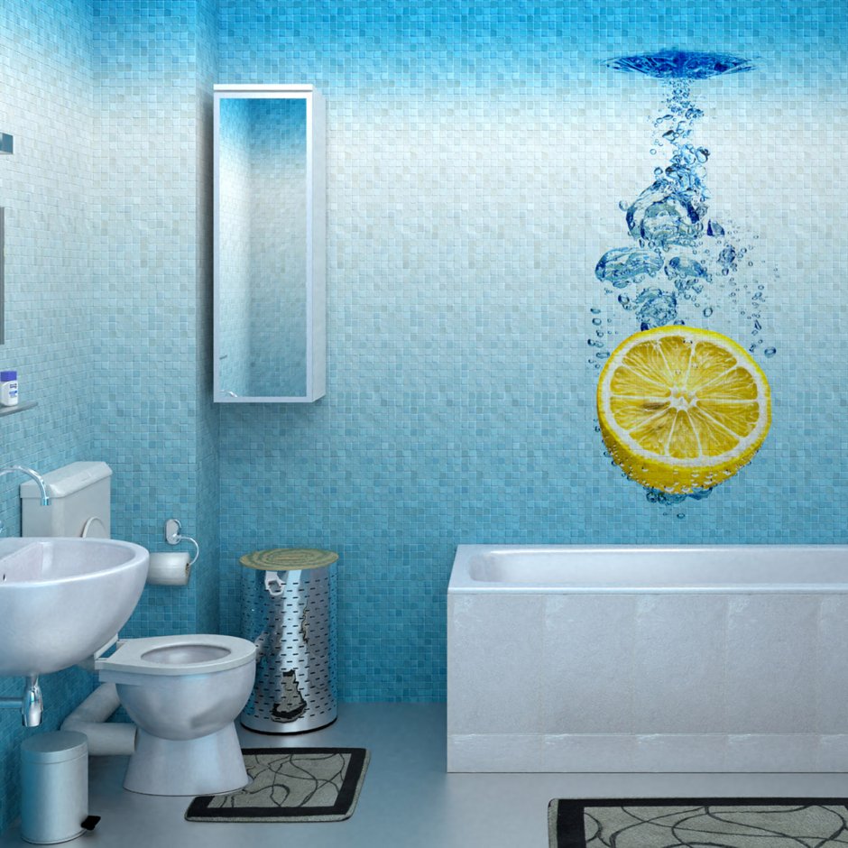 Панель ПВХ 250х2700х8 мм venta мозаика синяя лимон глянцевая