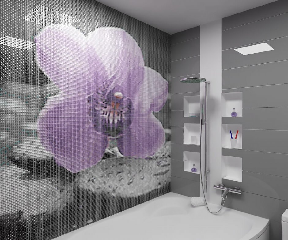 Мозаичное панно для ванной цветы