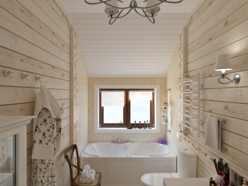 Ванная комната в доме из клееного бруса