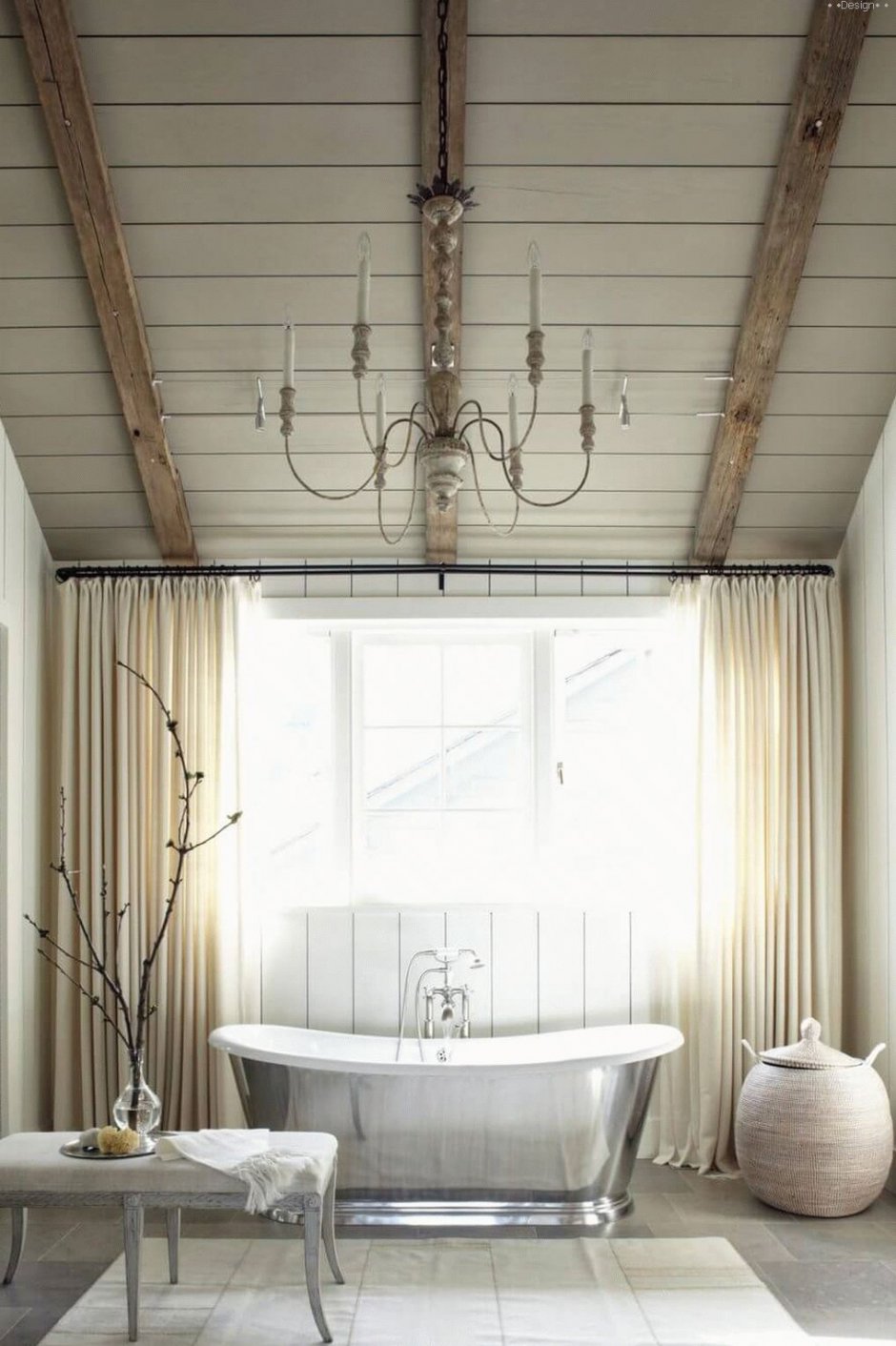 Потолок в ванной реечный Скандинавский стиль
