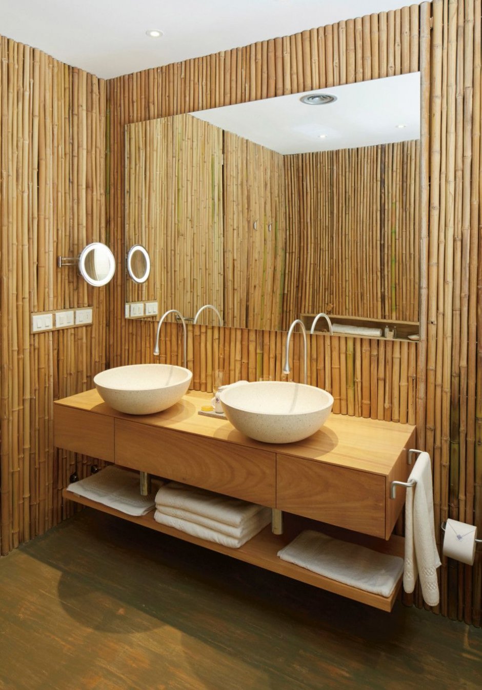 Бамбук в интерьере ванной