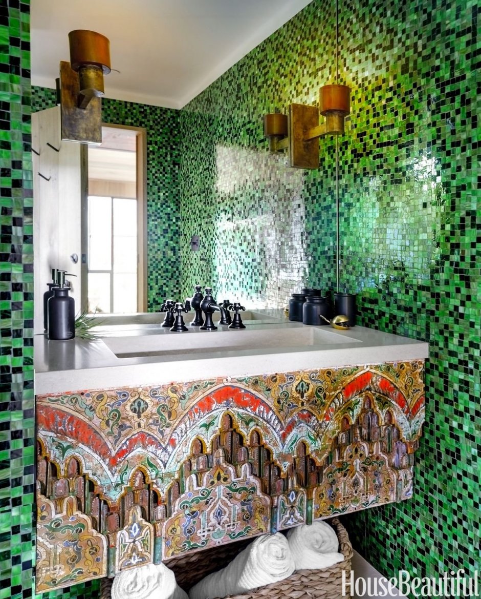 Ванная комната мозаика зеленая