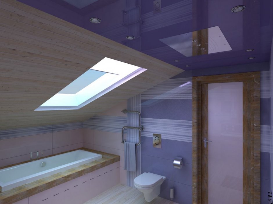 Потолок в ванной комнате на мансарде