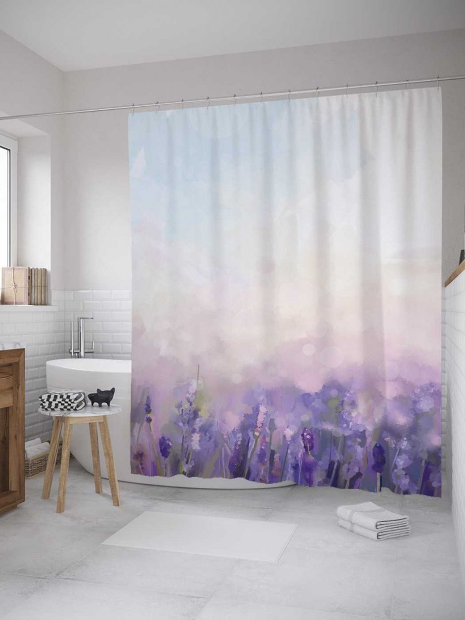 Фиолетовая шторка для ванной