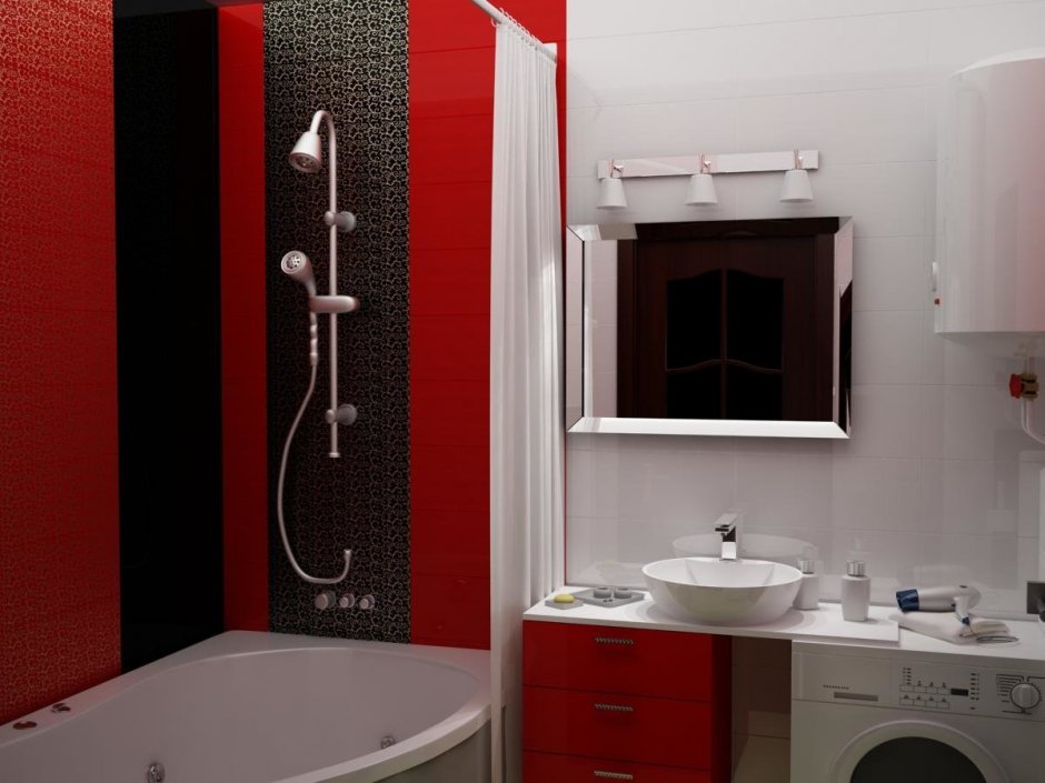 Черно красная ванная (35 фото)