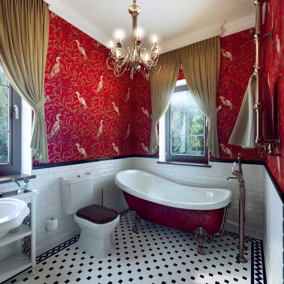 Ванная комната в Красном стиле