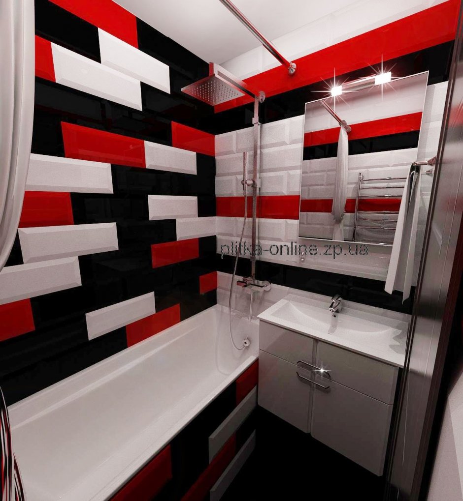 Ванная комната в черно Красном цвете