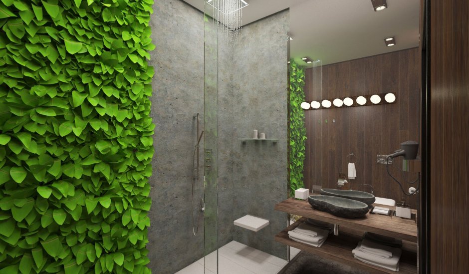 Ванная комната с зеленью