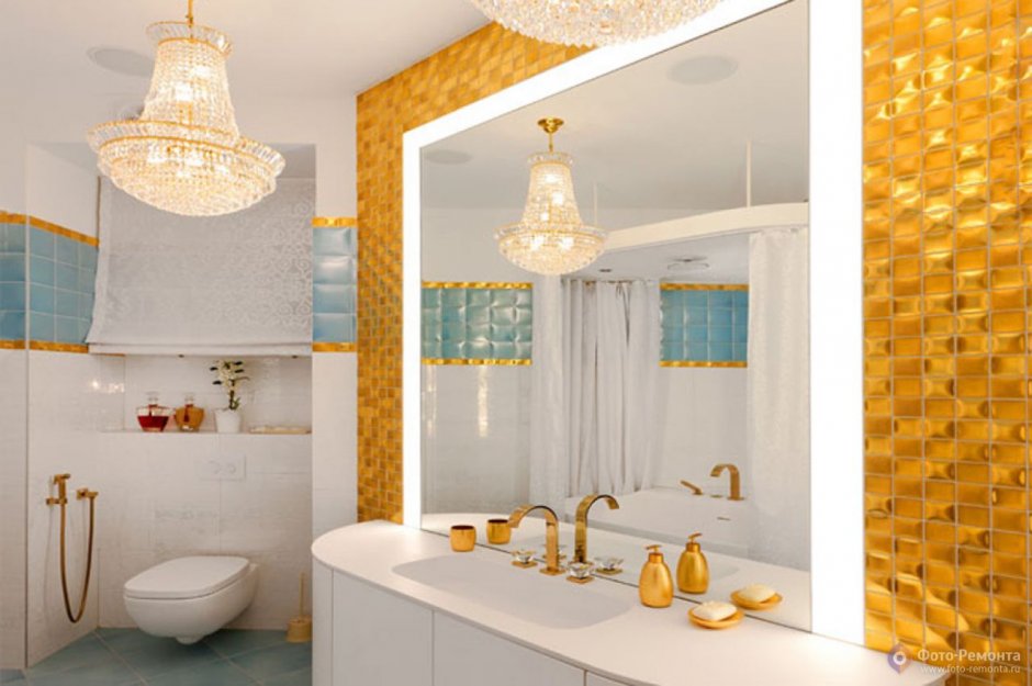 Ванная комната желто-золотого цвета цвета
