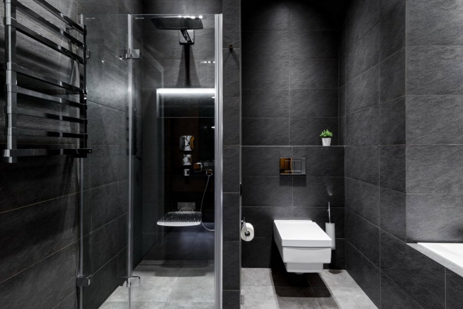Темная ванная комната дизайн
