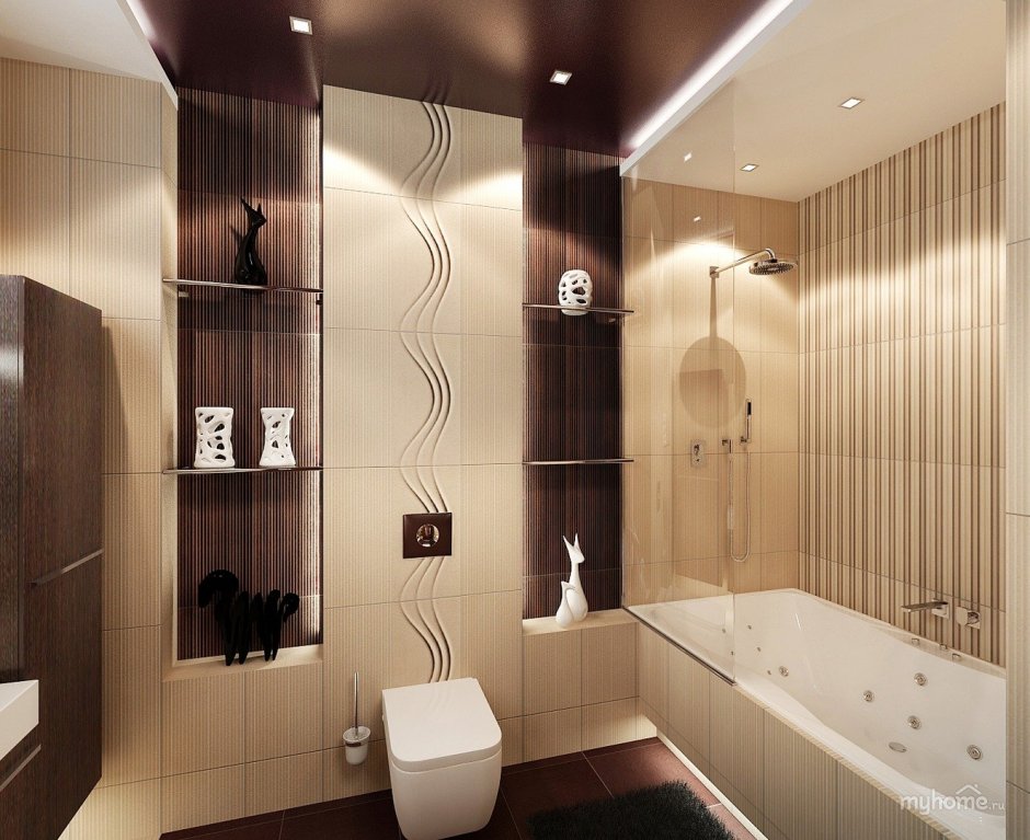 Ванная комната в коричнево бежевых оттенках