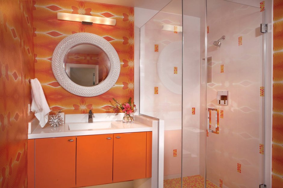 Ванная комната в оранжевом цвете