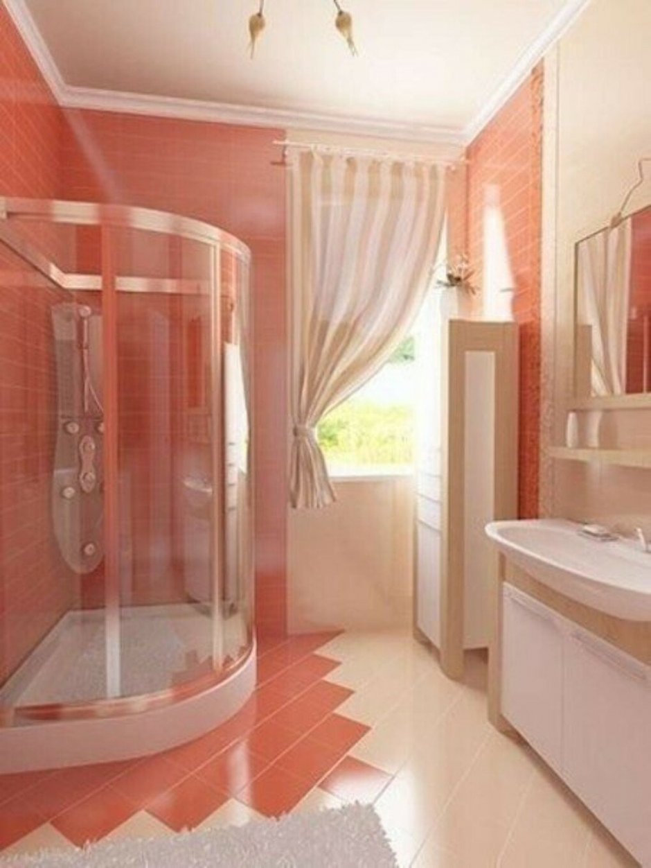 Коралловая ванная комната