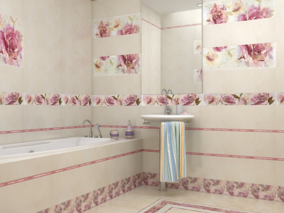 Плитка для ванной комнаты с цветочным рисунком