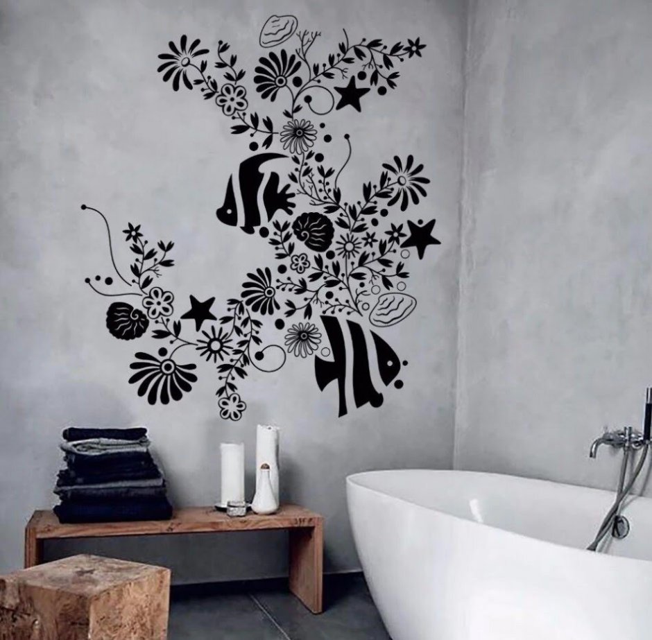 Трафареты для декора стен в ванной (34 фото)