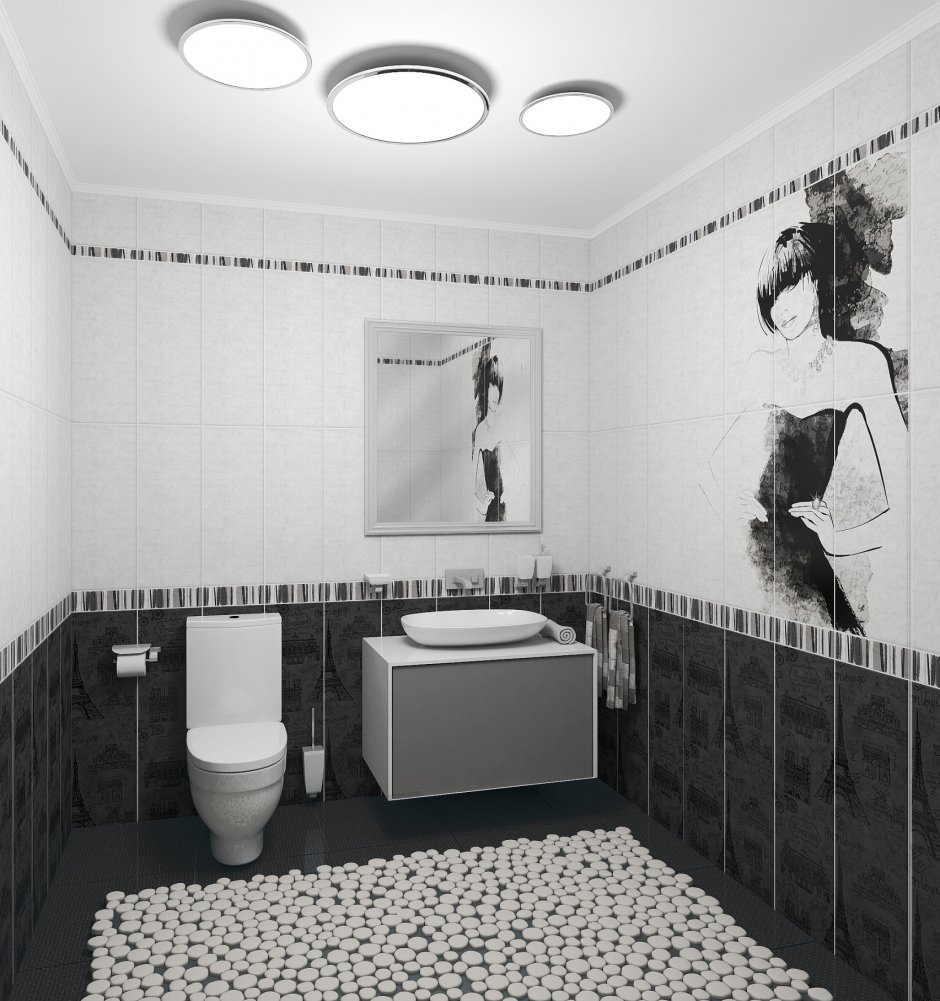 Черные панели в ванной комнате