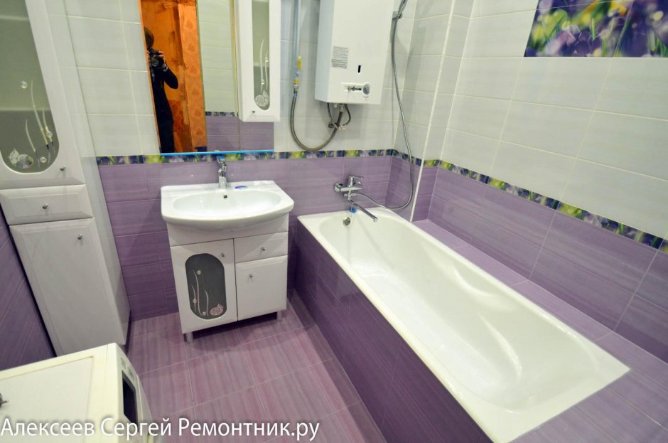 Ванная комната в хрущевке со стиральной машиной без туалета