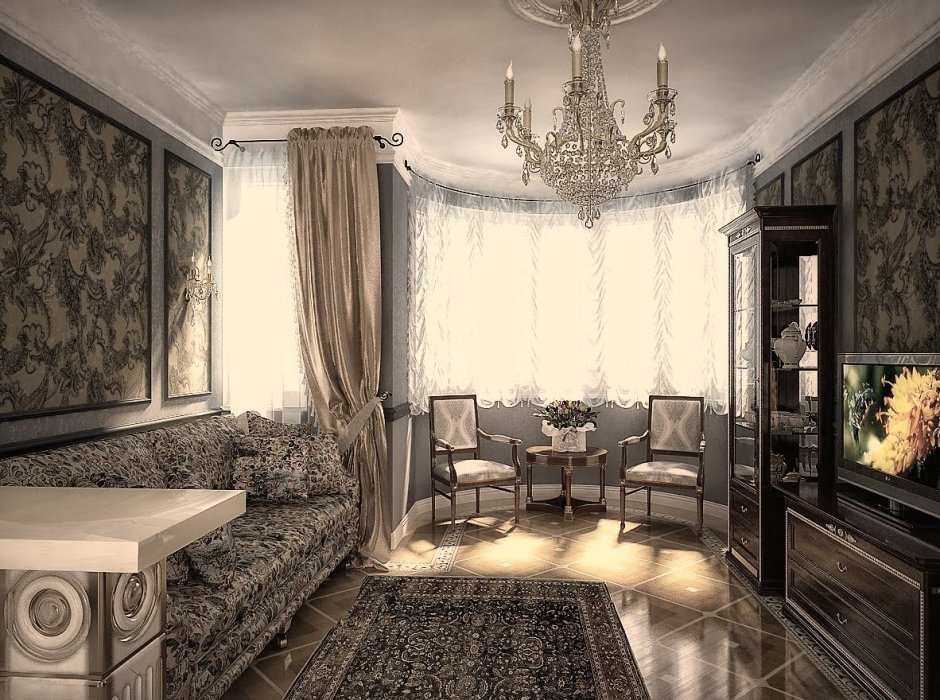 Дизайн гостиной в классическом стиле